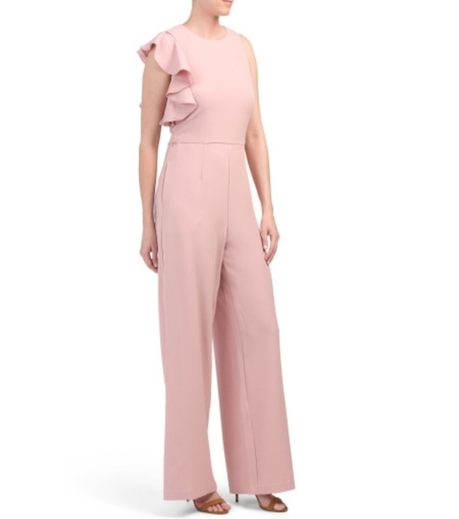 Julia Jordan Sleeveless Ruffle Shoulder Jumpsuit